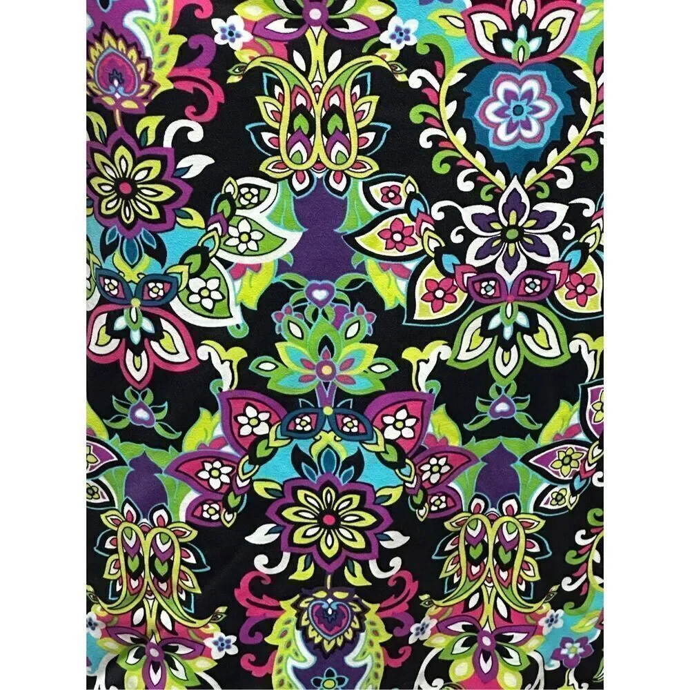 Athleta One Piece Swimsuit Size 12 Black Multicolor Floral Paisley Athletic Swim